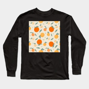 Citrus Pattern, Falling Oranges, Summer Pattern Long Sleeve T-Shirt